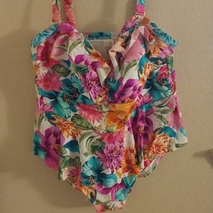 Terra and sky floral swim suit